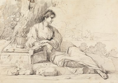 Figura Feminina Reclinada numa Paisagem Italiana de John Hamilton Mortimer