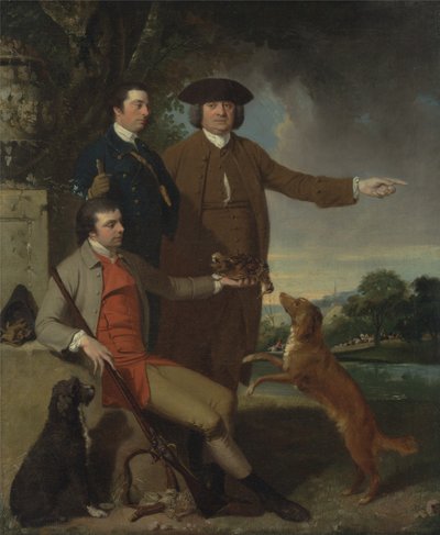 Auto-retrato com o pai e o irmão, c.1760-62 (óleo sobre tela) de John Hamilton Mortimer