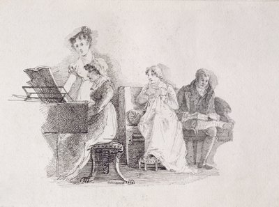Uma noite musical (caneta e tinta no papel) de John Harden