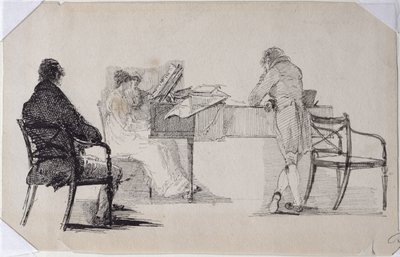 Uma noite musical (caneta e tinta no papel) de John Harden