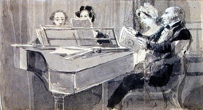 Uma Noite Musical (aguarela e guache sobre papel) de John Harden
