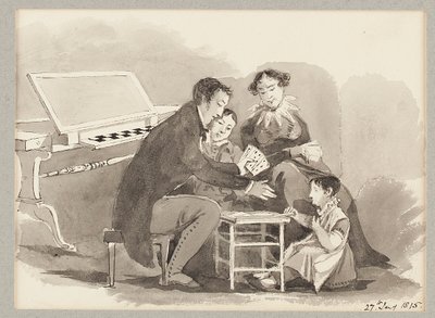 Um jogo de cartas, 1815 (wc no papel) de John Harden