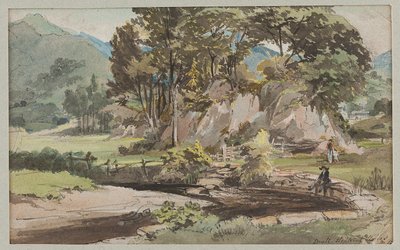 Um jardim em Brathay, 1812 (wc no papel) de John Harden