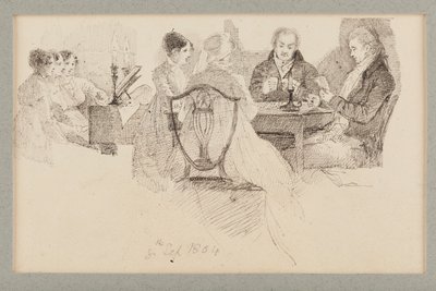 An Evenings Entertainment, 1804 (caneta e tinta no papel) de John Harden