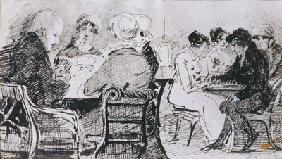 Cartões e Xadrez, 1815 (caneta e tinta no papel) de John Harden