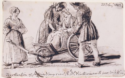 Dorothy Wordsworth (1771-1855) em uma cadeira de rodas, 1842 (tinta no papel) de John Harden