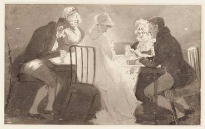 Grupo em uma mesa, 1806 (wc on paper) de John Harden