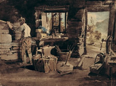 Interior do Smithy, Ambleside (wc no papel) de John Harden