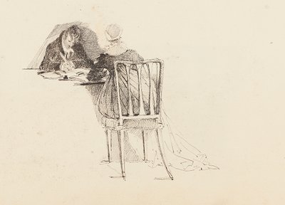 Homem mulher, sentando, em, um, tabela, 1805 de John Harden