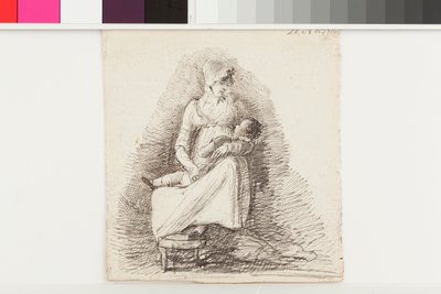 Mãe e filho (caneta e tinta no papel) de John Harden