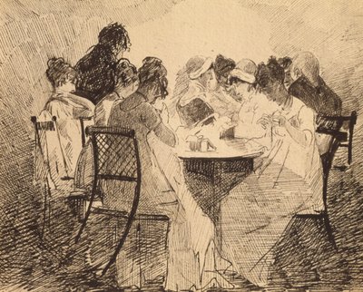 Festa em Dublin, 1809 (caneta e tinta no papel) de John Harden
