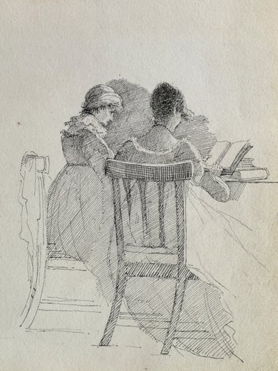 Leitura (caneta e tinta sobre papel) (detalhe de 14933) de John Harden