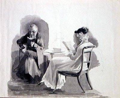 Leitura (caneta e tinta sobre papel) de John Harden