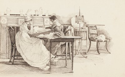 Lendo junto à lareira, 1805 de John Harden