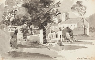 Igreja St Anns, Ambleside, 1814 (wc no papel) de John Harden
