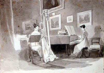 The Duet (caneta e tintagem sobre papel) de John Harden
