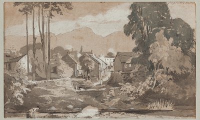 Veja o leste a Ambleside, 1812 (wc no papel) de John Harden