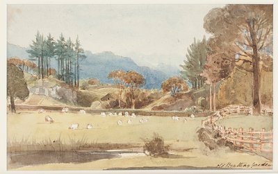 Vista para Langdale, Lake District, Cumbria, 1831 (wc no papel) de John Harden