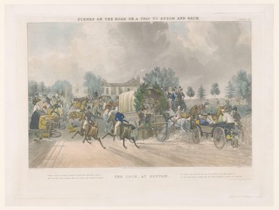 Gezicht op Sutton High Street bij de Cock herberg
O Galo, em Sutton (título sobre o objecto)
Straatgezichten rondom Epsom (título da série)
Cenas na estrada, ou uma viagem a Epsom e regresso (título da série) de John Harris