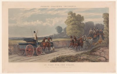 Twee koetsen op een landdweg
Em Time for the Coach (título sobre o objecto)
Fores incidenten met rijtuigen (título da série)
Incidentes de Treino de Florestas (título da série) de John Harris