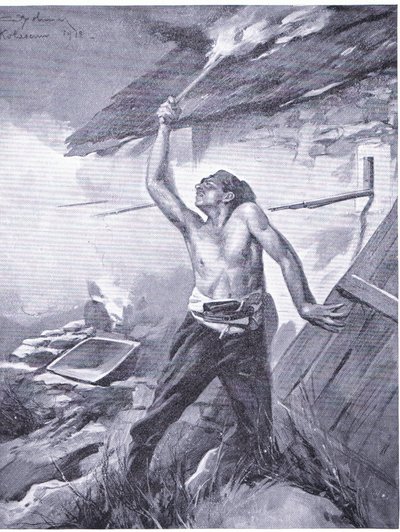 Um incidente fronteiriço da Guerra dos Balcãs de 1912, da História das Nações de Hutchinson (Volume 4) publicado por Hutchinson, c. 1920 (litho) de John Harris Valda