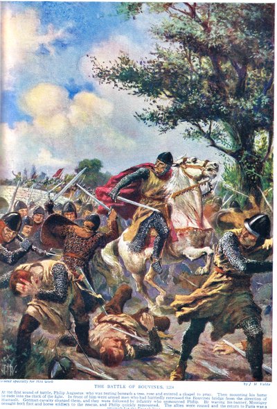Batalha de Bouvines 1214, ilustração da "História das Nações de Hutchinson" de John Harris Valda