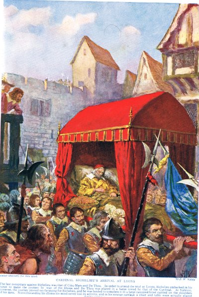 Chegada do Cardeal Richelieu a Lyon, ilustração da &39;História das Nações&39; de Hutchinson de John Harris Valda