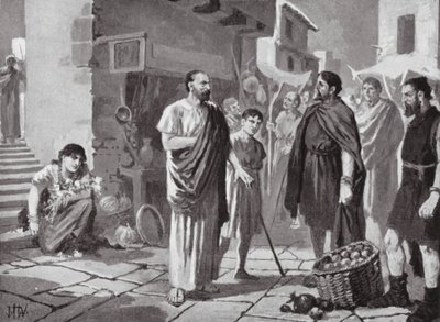 Colonizadores romanos a negociar com os nativos Dacianos (litografia) de John Harris Valda