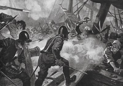 A Batalha de Lepanto (litografia) de John Harris Valda