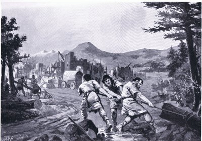 Montanheses Wallachian fundando uma cidade no século IX, da História das Nações de Hutchinson de John Harris Valda