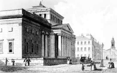 A instituição real, Manchester, gravada por Richard Winkles, c.1836 de John Harwood