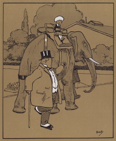"Ele chamou ao elefante uma besta burra, ou algo assim" (cor litho) de John Hassall