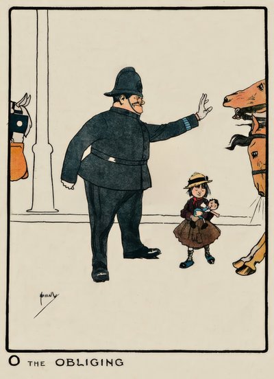 O the Obliging - J. Hassall - desenho, 1903 de John Hassall