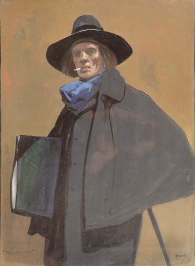 Retrato do Artista, c.1910 (aguarela sobre papel) de John Hassall