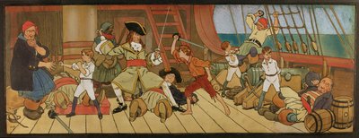 The Lost Boys in Combat with the Pirates e Peter in the Final Duel with Captain Hook, ilustração de 