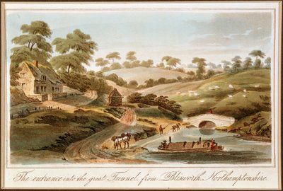 Entrada para o túnel de Blisworth, Grand Junction Canal, Northamptonshire, 1819 de John Hassell