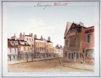 Vista da vila de Walworth, Southwark, da entrada norte, Londres, 1825 de John Hassell