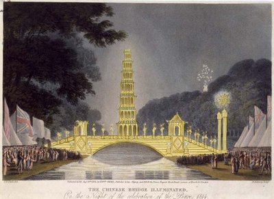 A Ponte Chinesa Iluminada na Noite da Celebração da Paz de John Heaviside (after) Clark