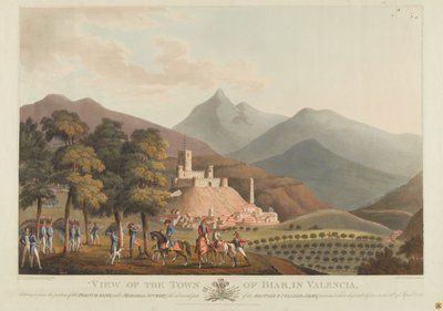 Uma vista da cidade de Briar, Valência, gravado por Dubourg, 1814 (colorido aquatint) de John Heaviside Clark