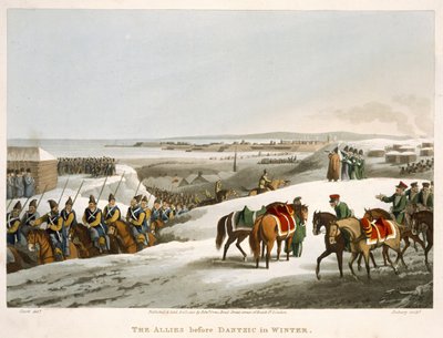 Os aliados antes de Dantzic no inverno, gravados por Matthew Dubourg (fl.1813-20) de "anedotas históricas, militares e navais", bar. por Edward Orme (1774-c.1820) 1818 (aquatinta) de John Heaviside Clark