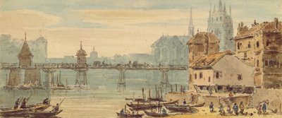 Basiléia, c.1807 (wc e caneta e tinta no papel) de John Henderson