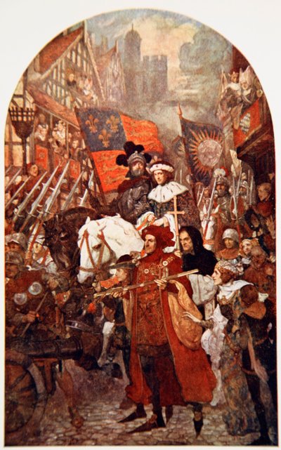 Banda marchando em apoio de Eduardo IV na Batalha de Barnet de John Henry Amshewitz