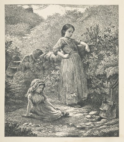 Placa 16. Duas jovens raparigas. Fotografias da Natureza. Uma série de trinta ilustrações originais desenhadas em madeira por J. H. Dell, e gravadas por R. Paterson. John Henry Dell de John Henry Dell