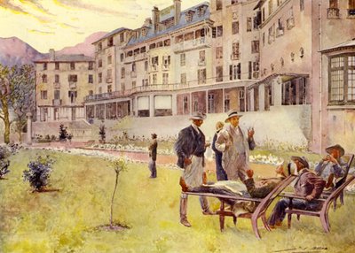 Cidade do Cabo, fora do Hotel Mount Nelson (cor litho) de John Henry Frederick (after) Bacon