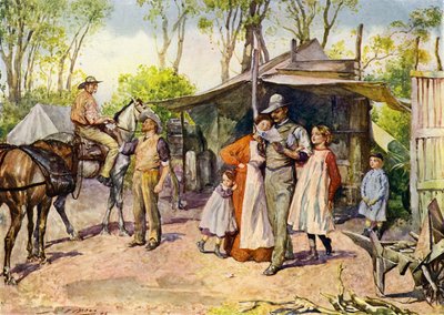 Entrega de cartas no mato australiano (cor litho) de John Henry Frederick (after) Bacon