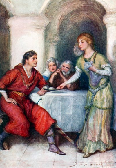 Enid espera por Geraint (litografia a cores) de John Henry Frederick (after) Bacon