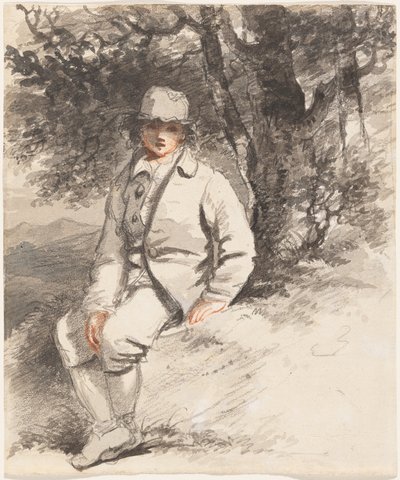 Um jovem rapaz sentado debaixo de uma árvore de John Hoppner