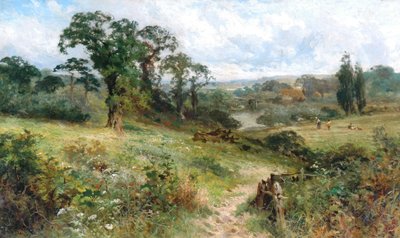 Shiplake em Thames from Wargrave Hills óleo sobre tela de John Horace Hooper