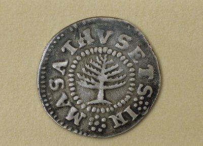 Pine Tree Shilling, 1667-1682 (prata) de John Hull