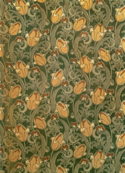 Tulipas, desenho para The Silver Studio, c.1898 (impresso aveludado) de John Illingworth (attr. to) Kay